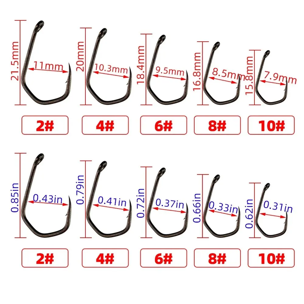 Hirisi 15pcs PTFE Coated High Carbon Steel Fish Hook Micro Barbed With Eye Carp Fishing Hook Accessories X919