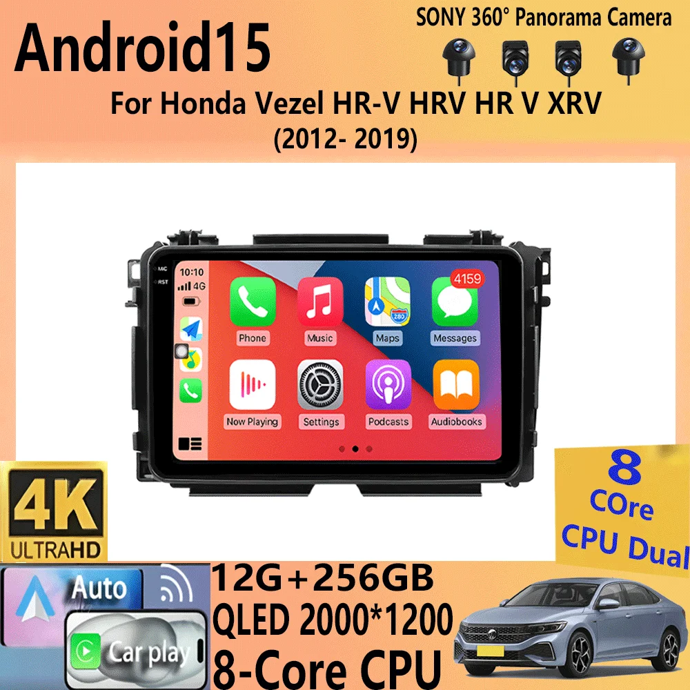 Car Radio Android 15 Carplay Multimedia Player For Honda Vezel HR-V HRV HR V XRV 2012-2019 Autoradio GPS Stereo 2din Head Unit
