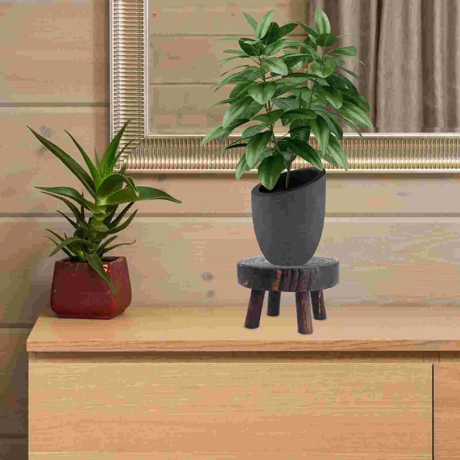 Shelf Decorative Flowerpot Holder Stool Shaped Rack Stick Creative Candlestick Houseplant Vessel Stand Storage Wooden