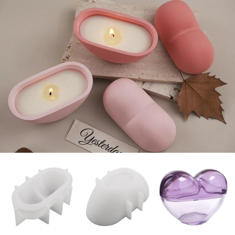 DIY Candle Jar Crystal Epoxy Resin Mold Heart-shaped Storage Box Plaster Silicone Molds Jewelry Craft Gift Home Decor Making