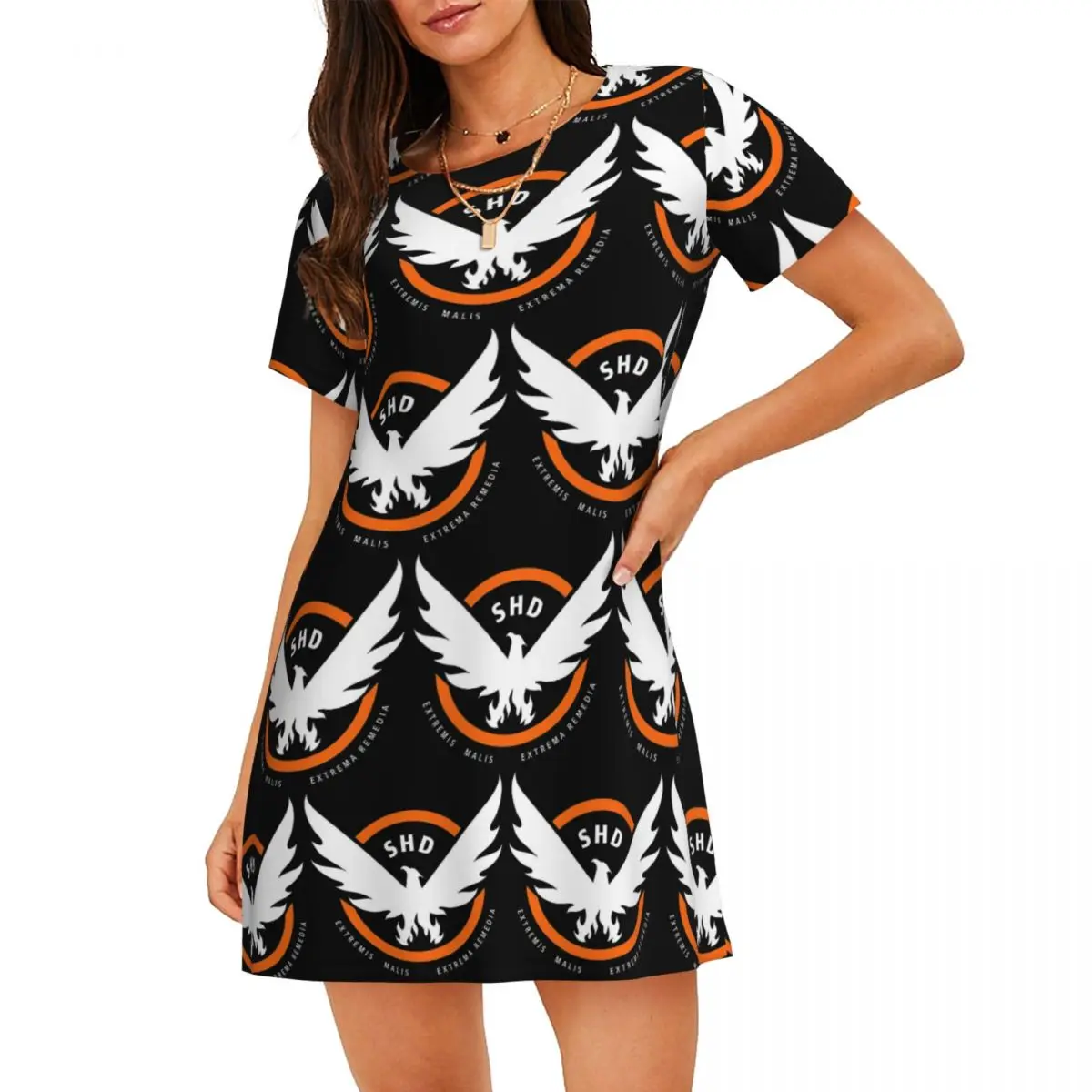 Game Tom Clancys The Division SHD Seal Short Sleeves Nightdress For Sleepshirts Women Short Sleeve Nightgowns Loose Pajama Dress view 2