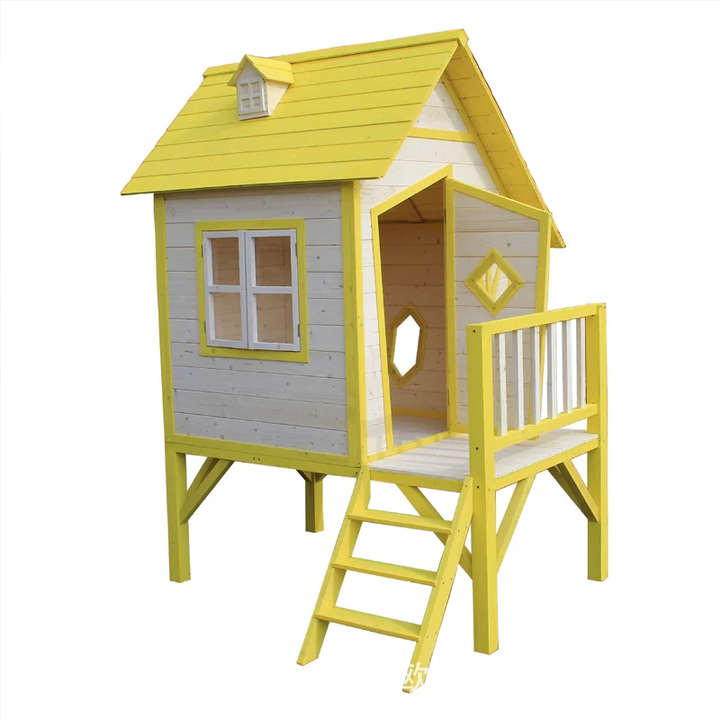

Outdoor backyard waterproof large children's house garden children's wooden game house plastic sliding cover