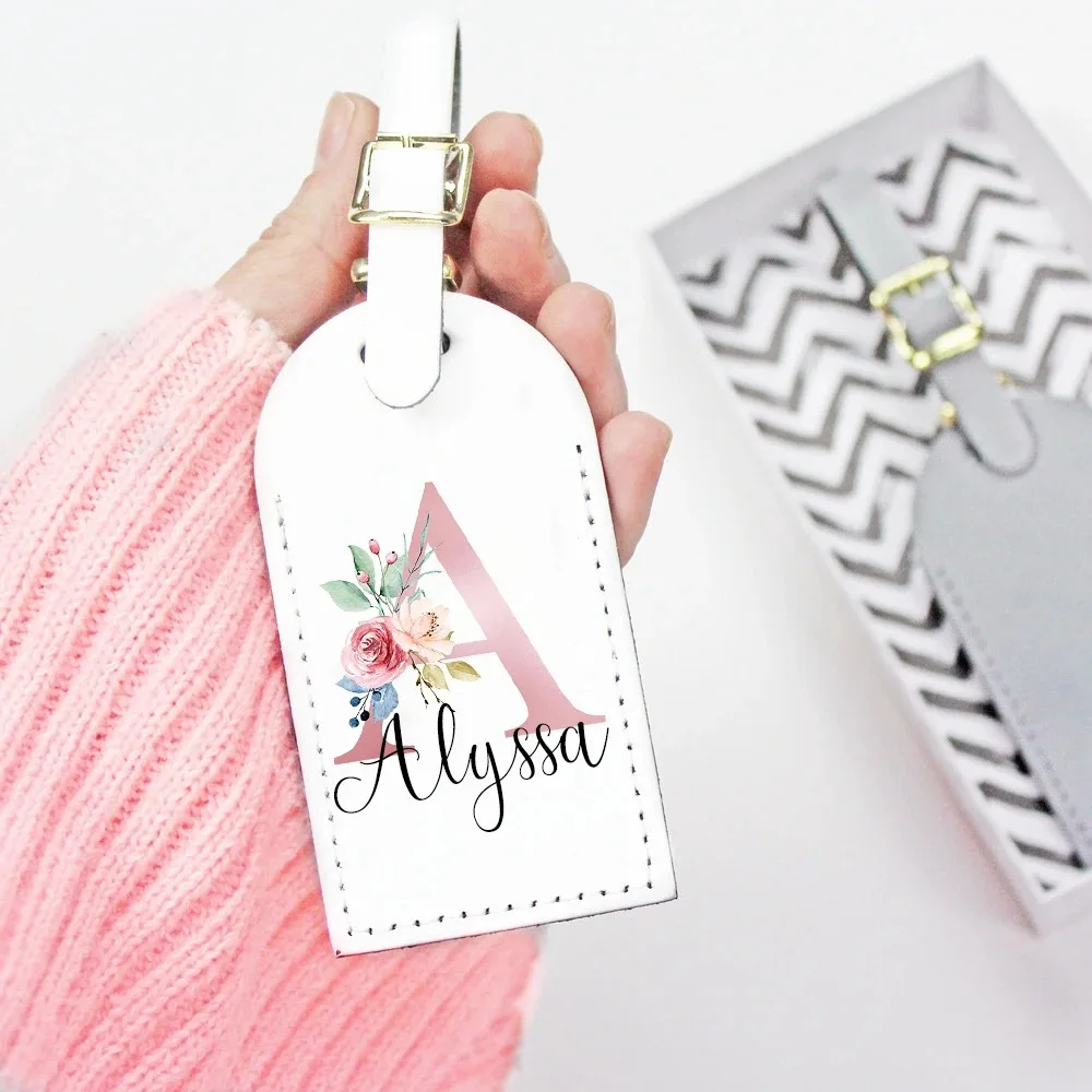 

Personalised Custom Name Pu Leather Luggage Tag Suitcase Identifier Label Baggage Boarding Tags Travel Accessorie Gift for Her