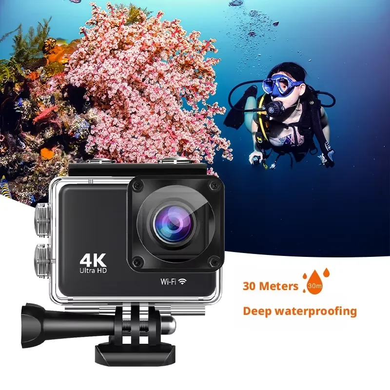 Vlogger Action  Waterproof 4K Panoramic Shooting 170° Wide Angle Sport Cam for Time Lapse Diving Skiing