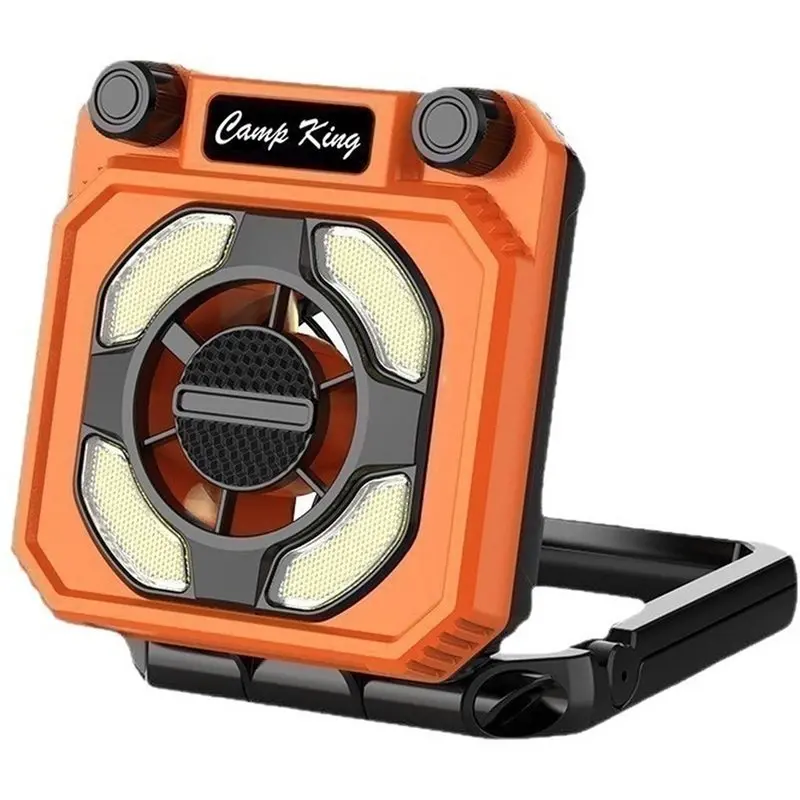 A74G-Wind Speeds Camping Fan With LED Light Portable Outdoor Tent Fan 100 Timer Hook USB Power Bank For Travel Picnic
