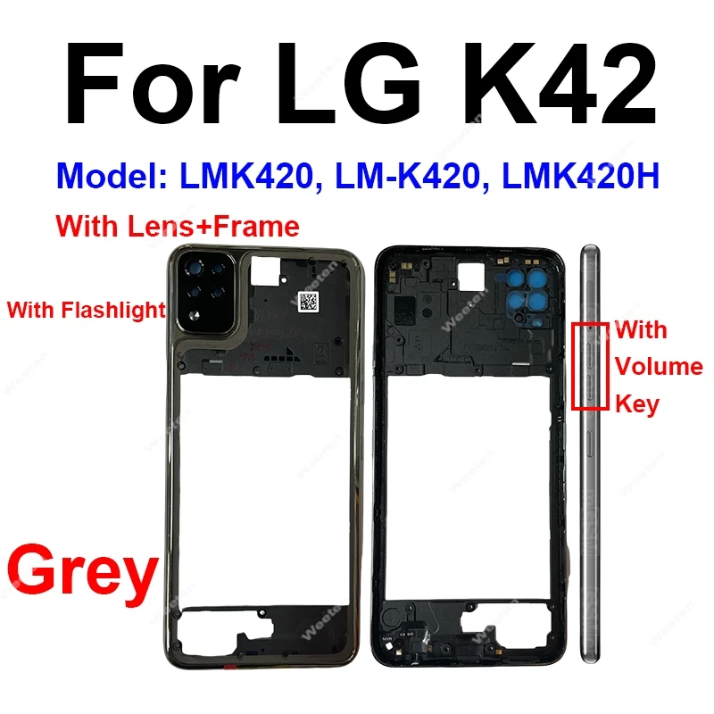 Middle Frame Housing For LG K42 LMK420 LM-K420 LMK420H Middle Frame Holder Cover Case Replacement Repair Parts