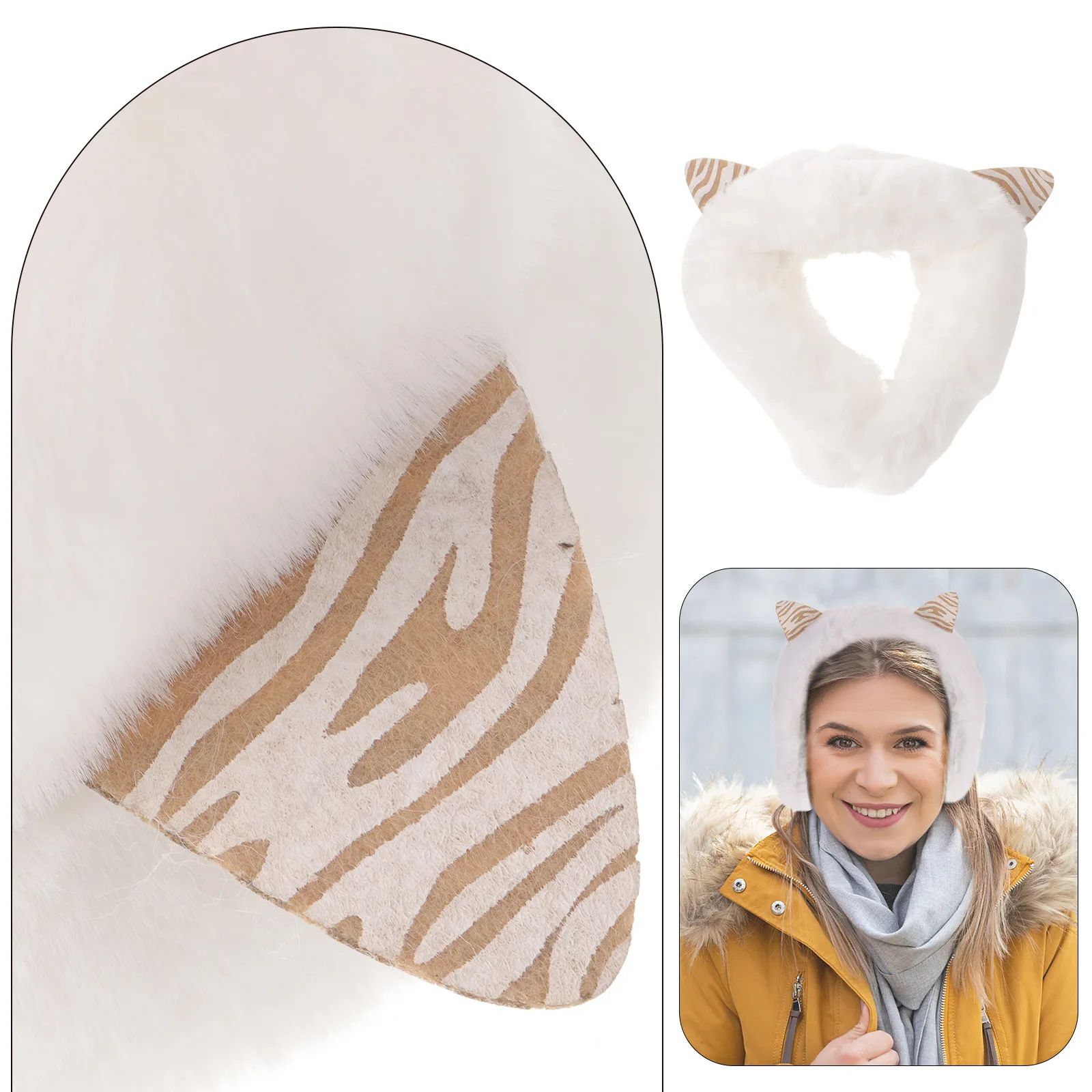 

Cat Ear Earmuffs Fuzzy Girls Women Foldable Cold Weather Covers Animal