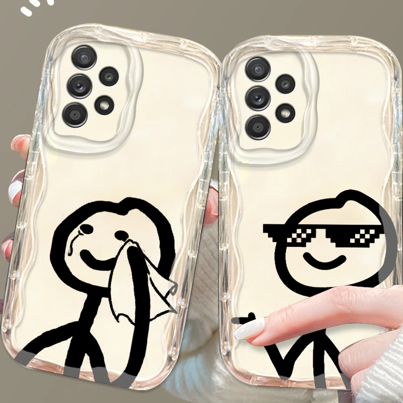 Cartoon Matchman Cute Art For Samsung A55 A54 A53 A52 A35 A34 A33 A32 A25 A24 A23 A22 A21S A15 A13 A14 5G Wave Oil Funda