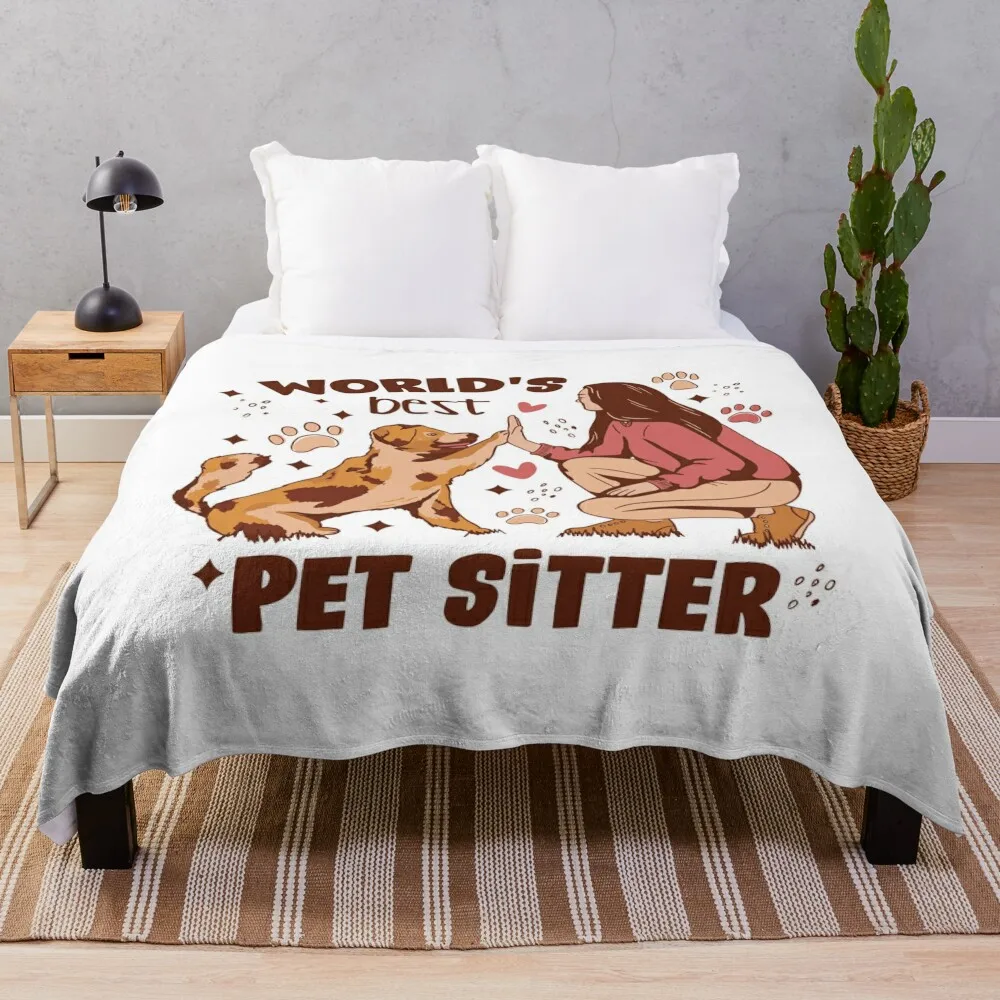 World's Best Pet Sitter Dog Art Throw Blanket Decorative Sofas Luxury Brand Blankets