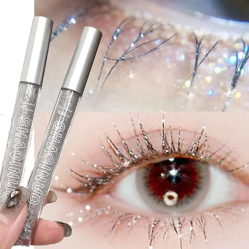 Hallor schimmernde Diamant Mascara glänzende Galaxie Pailletten Glitzer Wimpern schnell trocknen dauerhafte wasserdichte Mascara Schimmer Make-up