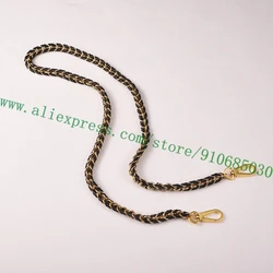 110cm Metal Chain Laced Leather Shoulder Strap For Lady Handbag Women Bag Purse Non-adjustable Carry Belt Black Brown 2 Colors