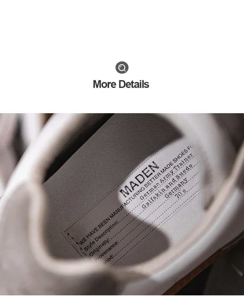 Maden Vintage Patchwork German Trainer Sneakers Unisex Summer Sports Casual Shoes Split Leather Lace-up Outdoor Flat Shoes