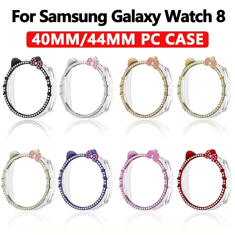 Cute KITTY CAT Case for Samsung Galaxy Watch 8 40mm 44mm Diamond Protector smartwatch Accessories for women Samsung watch8 Cover