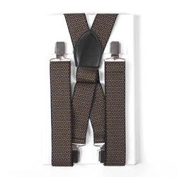 Men's Shirt Suspenders for Trousers Pants Holder Braces Wedding Suspender Straps 35mm Elastic Strong Metal Clips Print Gallus