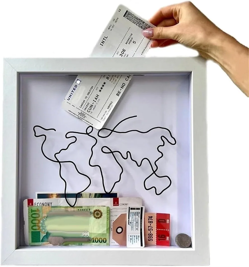 

Adventure Archive Box For Travle Ticket/Coin/Money Box Clear Boxes Storage Child Gift Piggy Wooden Jar Kids Postcard Souvenir