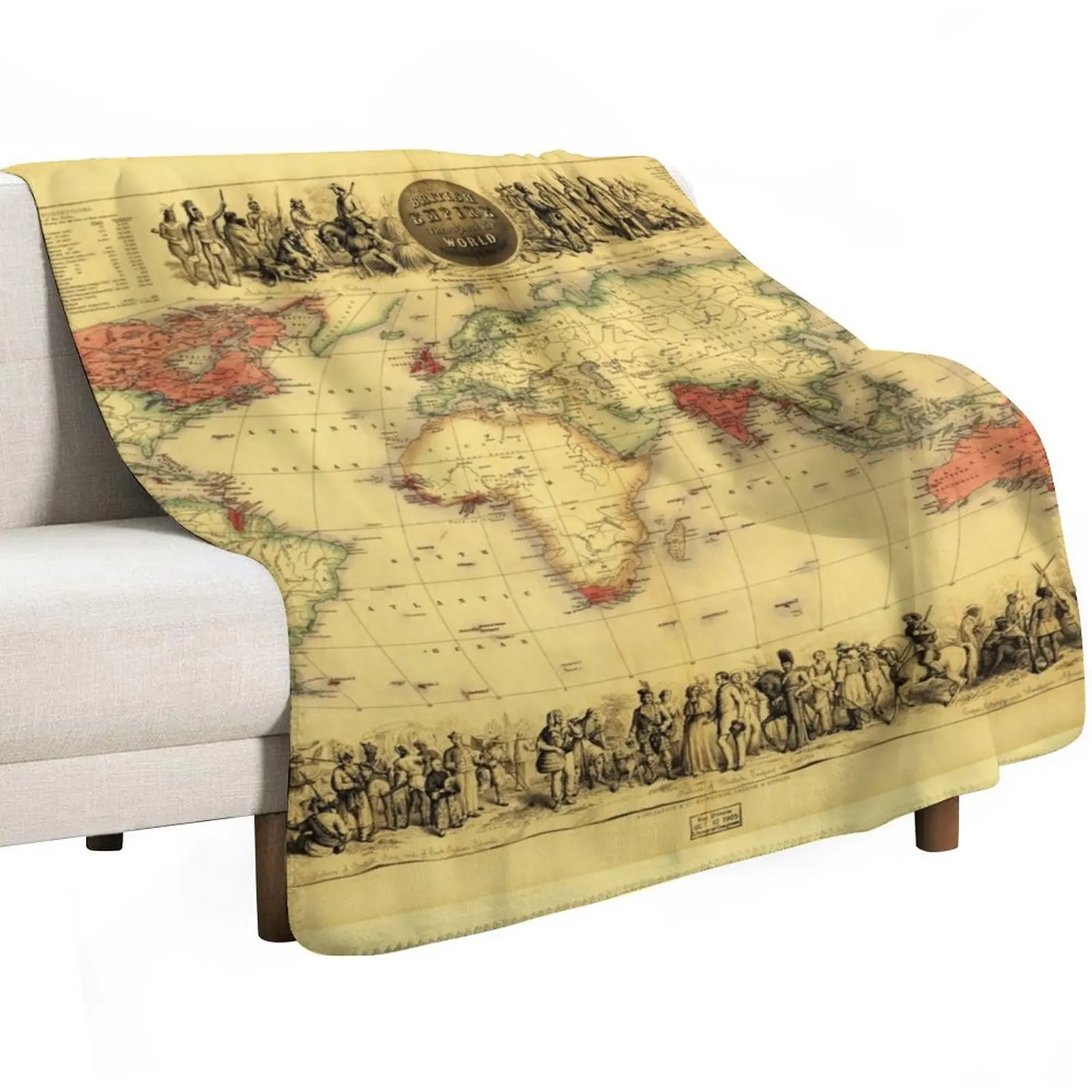 British Empire Map (circa 1850) Throw Blanket Stylish Couch Blanket for Home Living Room