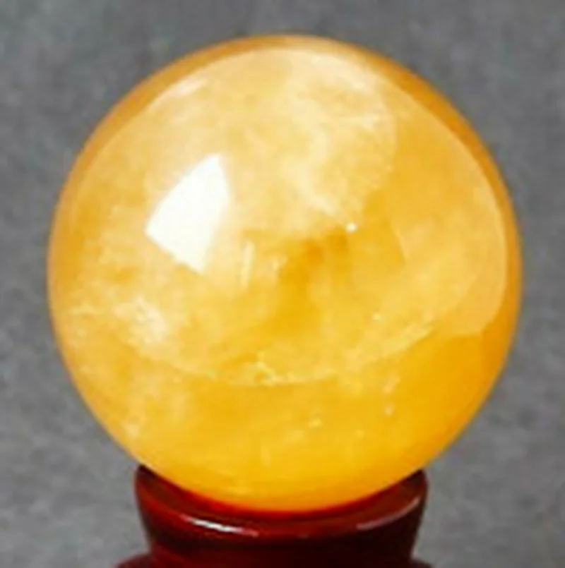 70MM+SAND Natural Citrine Calcite Quartz Crystal Sphere Ball Healing Gemstone