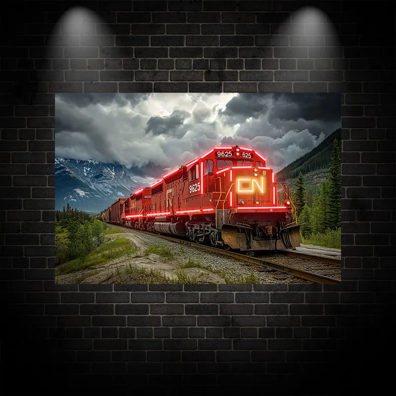 Train Traveling In The Mountains Wall Hanging Decor Custom LED Neon Sign