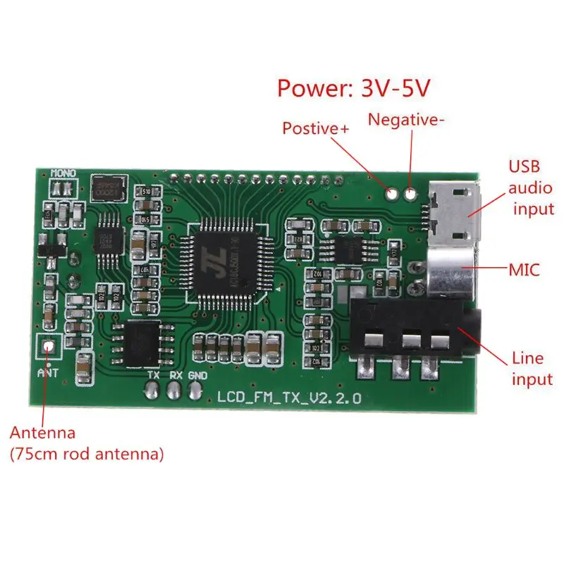 DSP PLL 87-108MHz Digital Wireless Microphone Stereo FM Transmitter Module Board