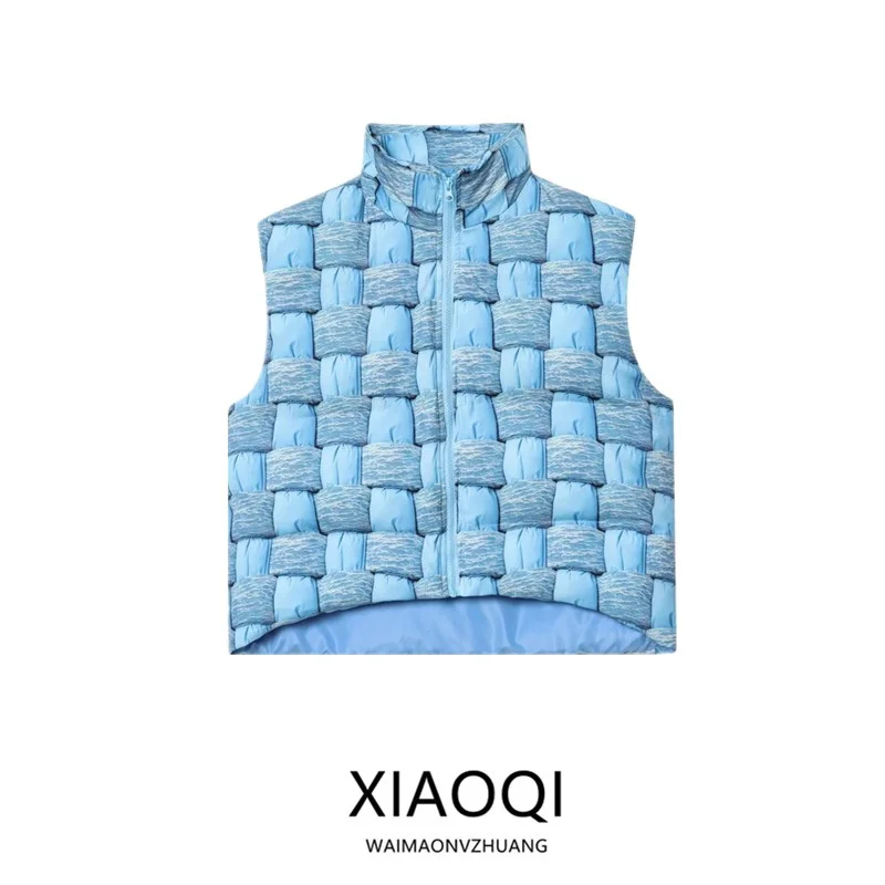 

Women's Svel Cotton Vest Hand-Paed Design Versatile Print ort Outerwear Fall 2025 Commute Sle Stand Collar Zipper