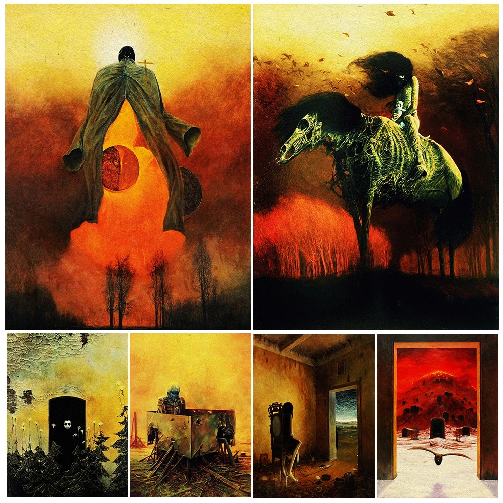 

The Lonely Wasteland Of Hell, Vintage Wall Art Canvas Painting,Creepy Hellscape, Retro Abstract Art, Poster And Print Home Decor