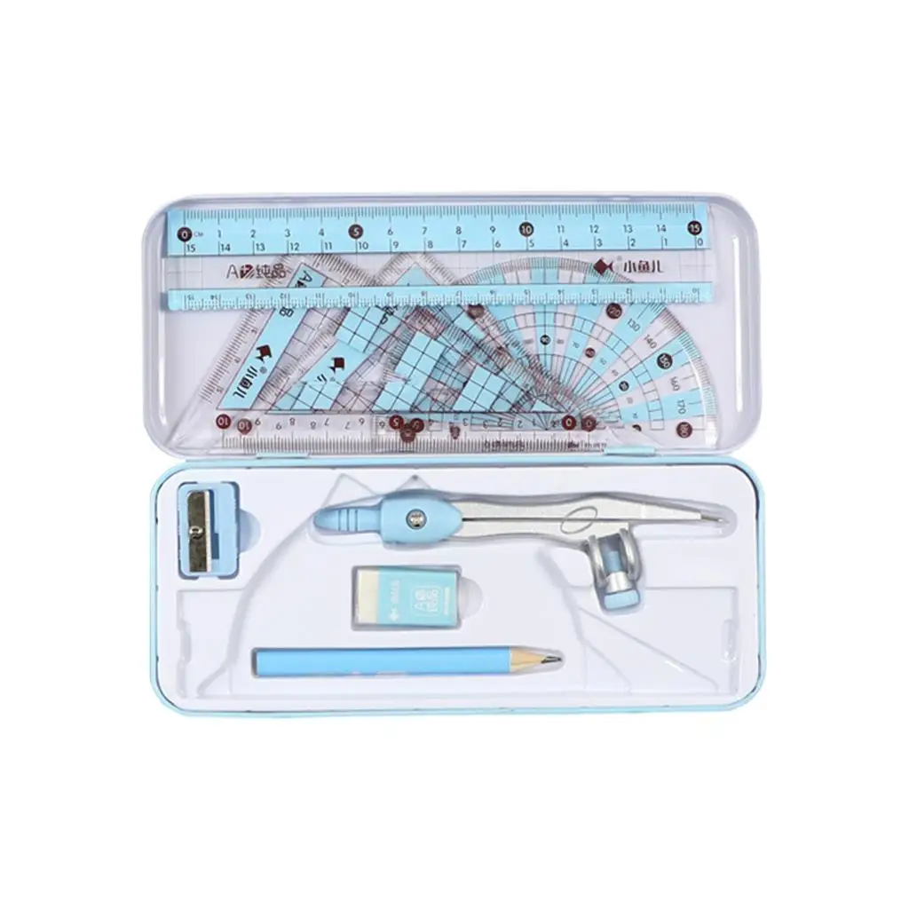 Math Geometry Kit Set Protractor 8Pcs for Student Supplies Drafting Home Students Gift