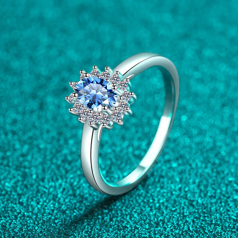 

Women's Moissanite Ring Full Diamond Oval Cut Original 925 Sterling Silver Jewelry Royal Blue Moissanite Rings for Women
