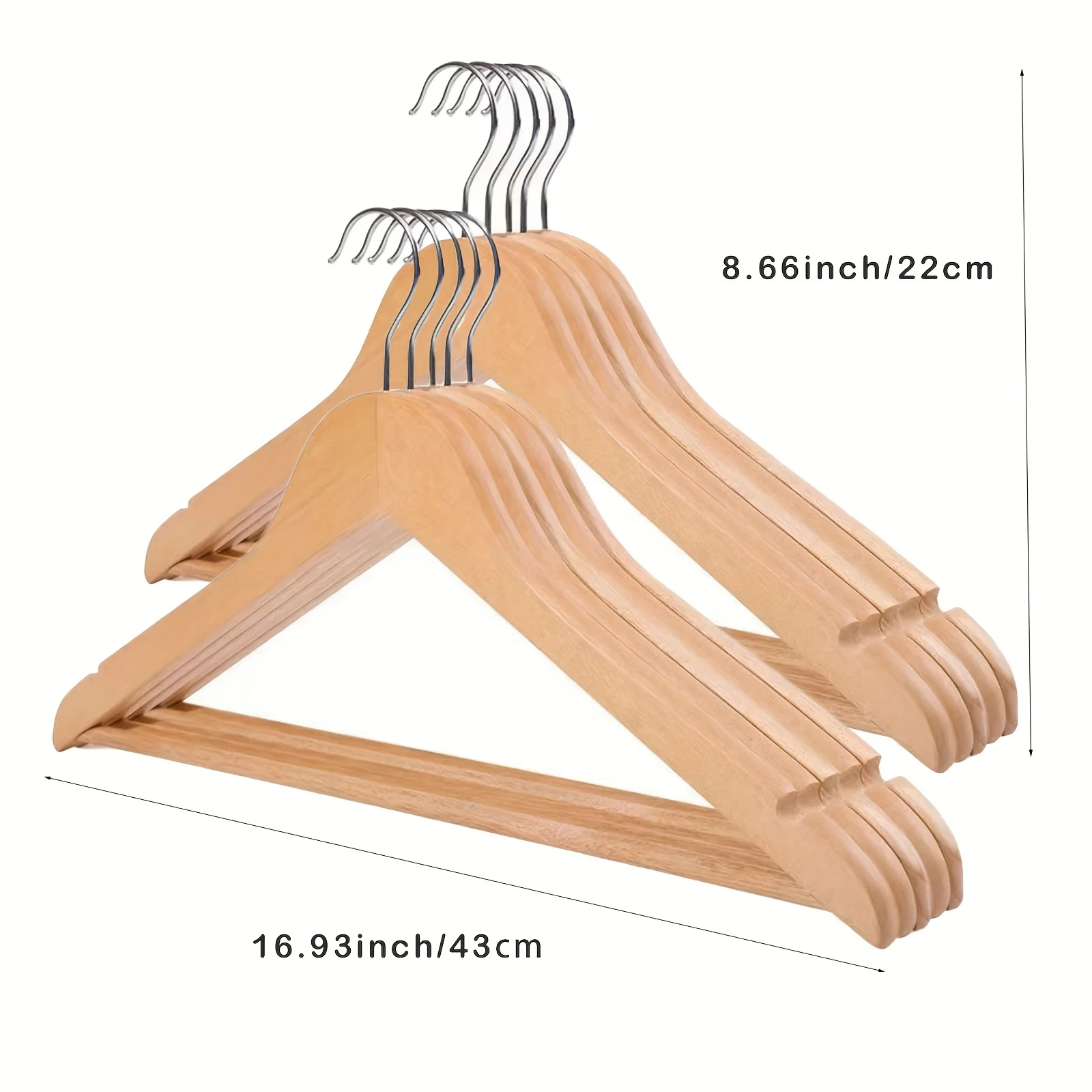 

10 Pack Wooden Suit Hangers with Oil-Rubbed Finish - Non-Slip, Notched, Premium Quality Hangers for Coats, Jackets, and Clothin