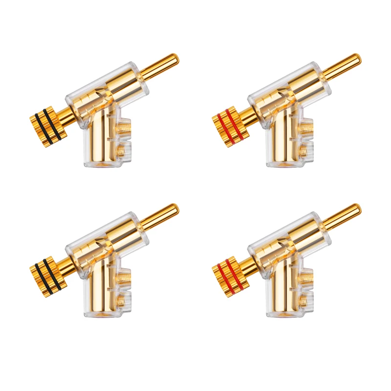 4 Pcs HIFI Gold/Rhodium Plated Lockable Speaker Cable Banana Plug Connectr view 2