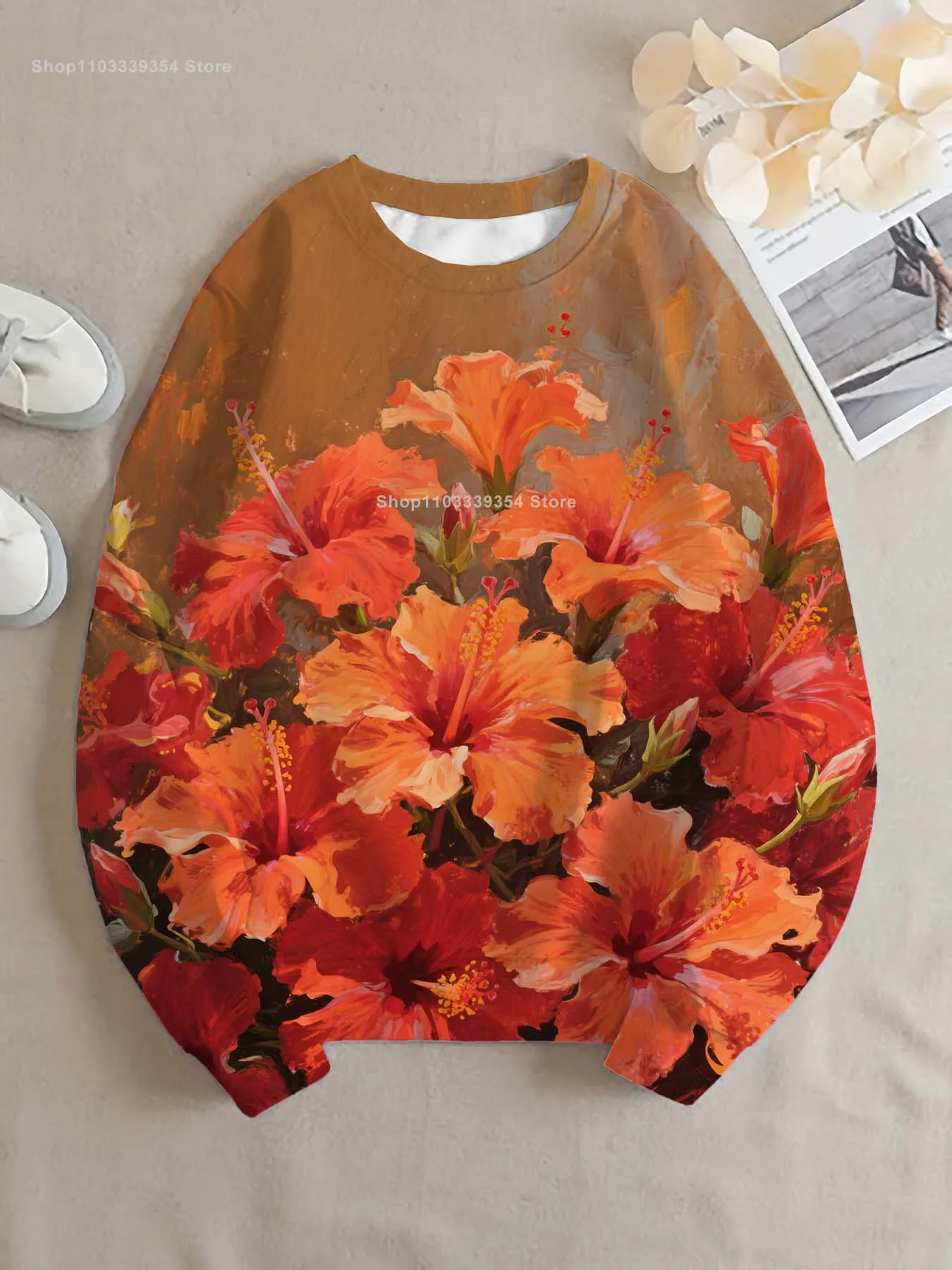 Blume sonnenblume Frauen rundhals sweatshirt 3D Druck Y2k Streetwear Herbst Sweatshirts Übergroßen Pullover Tops Frau Kleidung