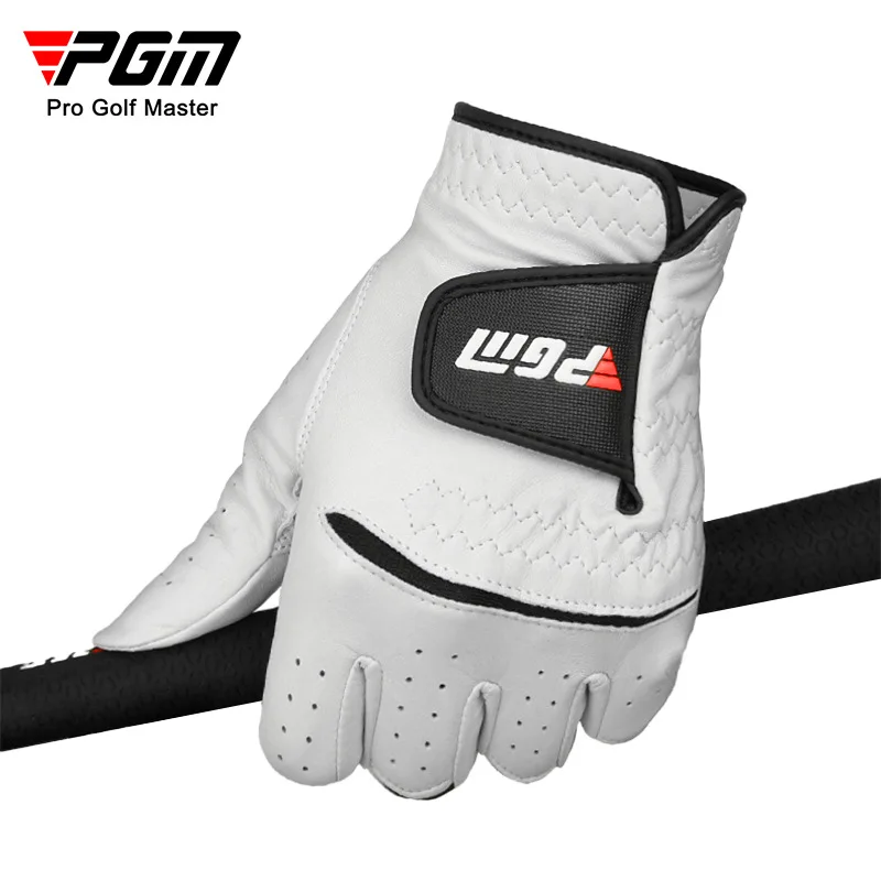 PGM Men Golf Gloves Kid White Cape Genuine Leather Sport Hand Glove Wear Breathable Skid-proof Single Left Right Handed ST025