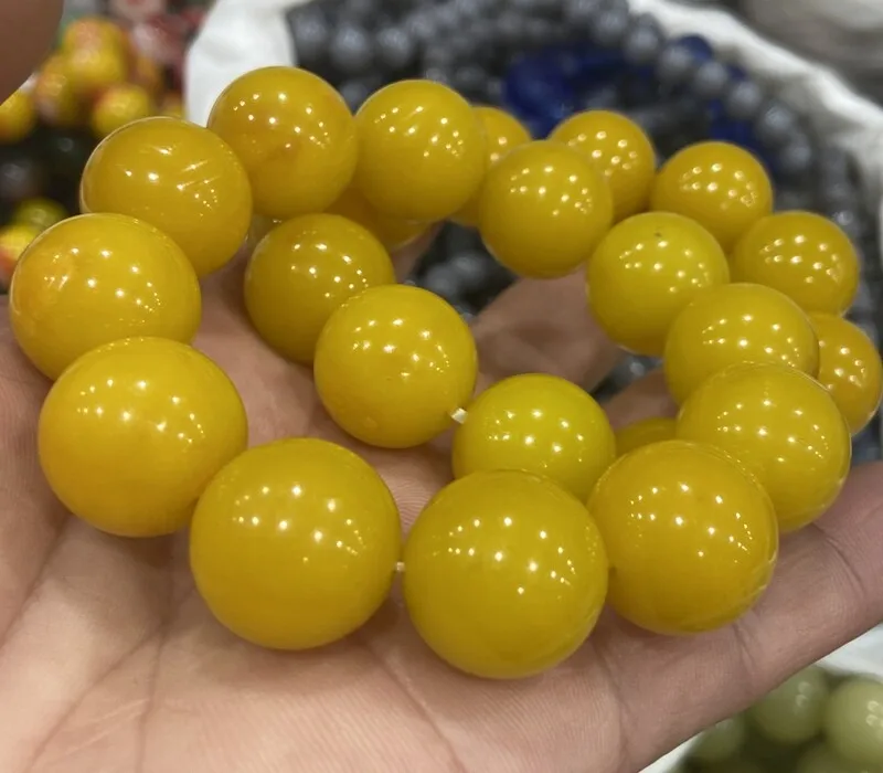 AAA Certified Size 18mm True Natural Hetian Yellow Jade Bracelet 8 Inch-