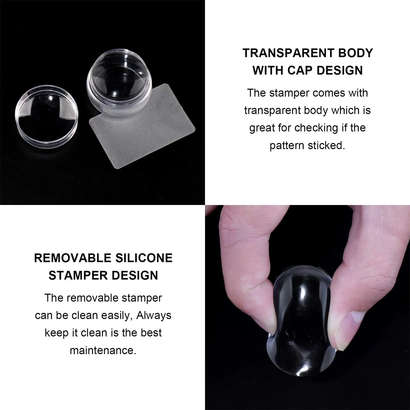 LINMANDA Stamper per unghie in silicone trasparente Stamper per gelatina per unghie French Nail Stamper Kit Strumenti per manicure per unghie