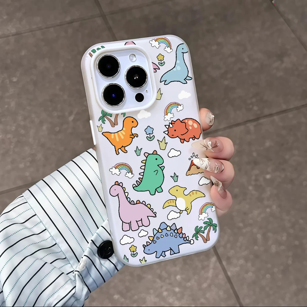 Cute Dinosaur Collage Candy Color Phone Case for Redmi Note 14 13 12 11 10 Pro Plus 4G 5G Redmi 14C 13C 15C Silicone Soft Cover view 5