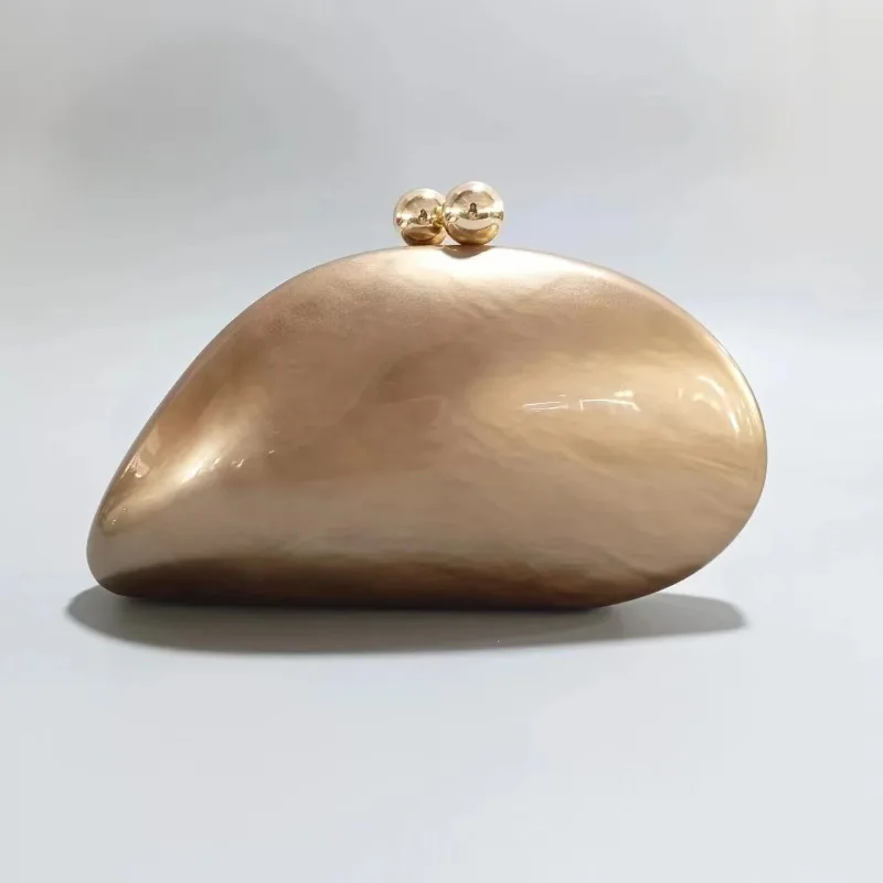 Acrylic shell shape clutch bag women designer evening party cute purse new green gold purple ivory handbag High Quality