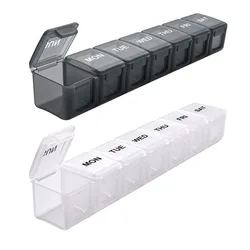 Portable Small Pill Box Cases Large Grids 7 Days Weekly Organizer Pills Box for Tablets Vitamins Medicine Fish Oils Sub-packed
