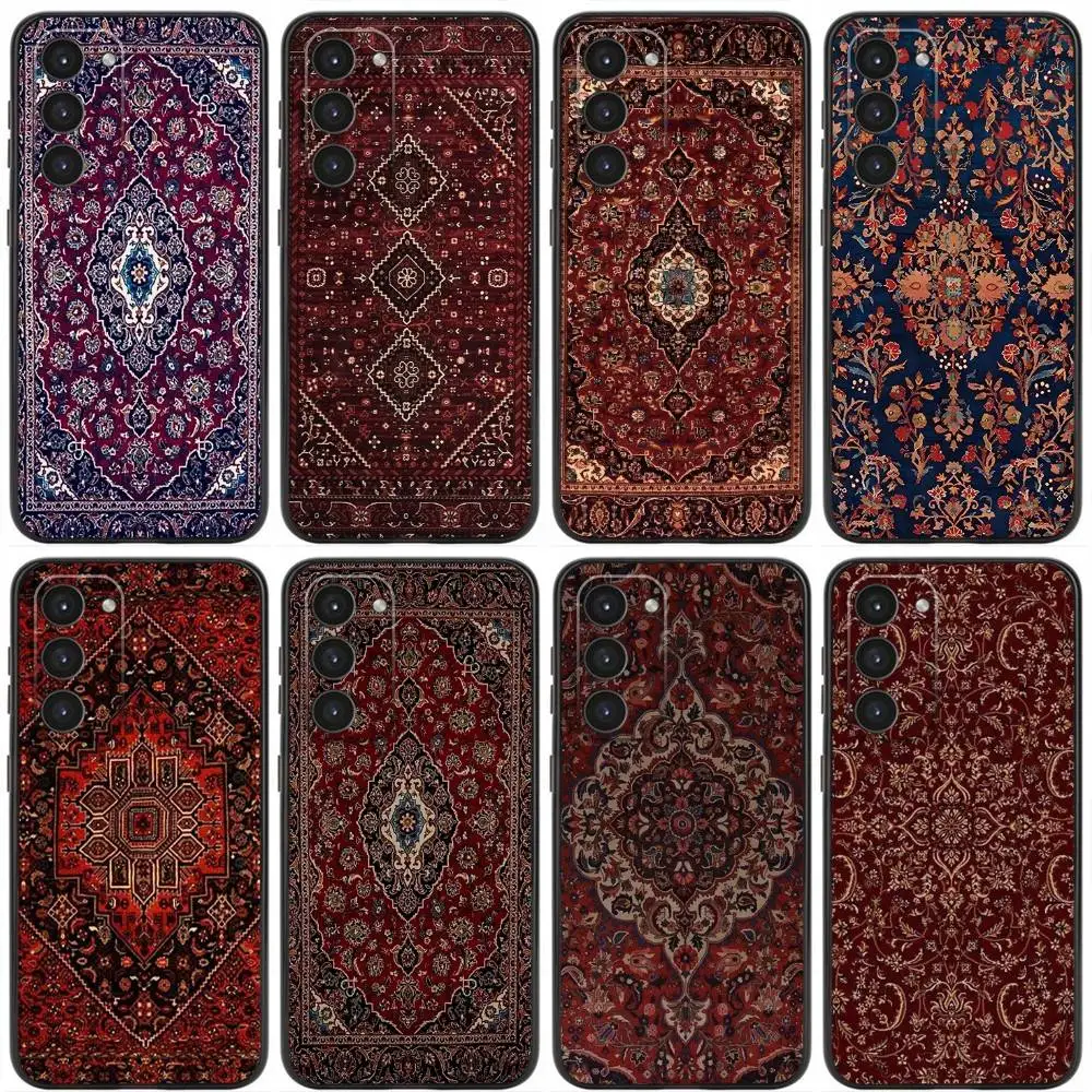 Persian Carpet Floral Pattern Phone Case For Samsung Galaxy A20,21s,22,31,32,52,53,72,73,80,91 Soft Liquid Silicone Black Cover