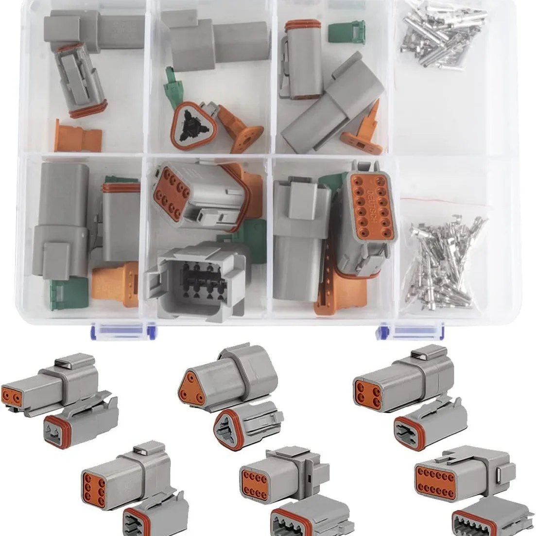 319Pcs Boxed 2-12 Pin DT Series Waterproof Automotive Connector Kit, Male & Female Deutsch Style Wire Connector Assortment