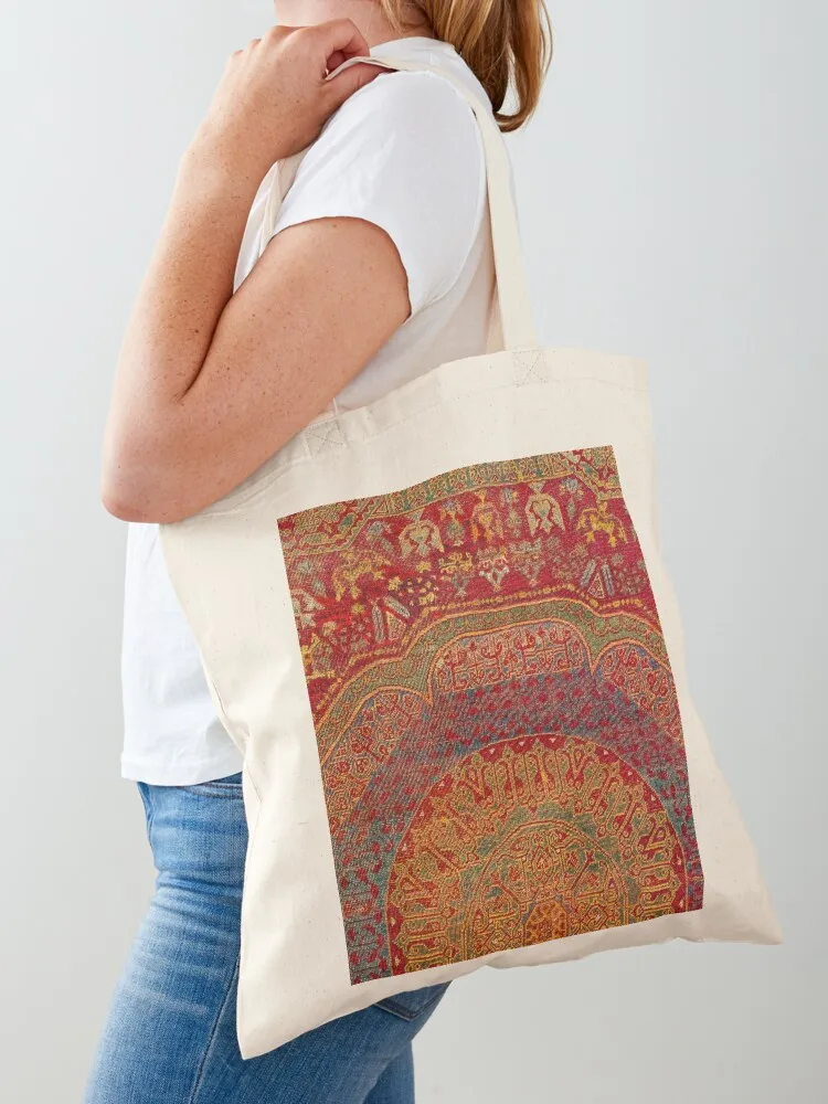 

Bohemian Medallion VI // 15th Century Old Distressed Red Green Blue Coloful Ornate Rug Pattern Tote Bag Custom bag