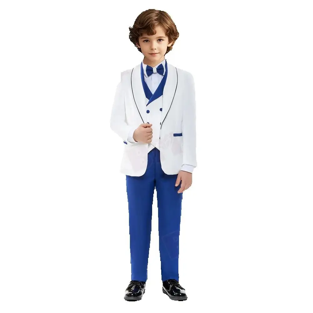 

Witty Children Jacket Vest Pants Bowtie 4PS Christmas Party Dress Kids Evening Ceremony Photograph Suit Boys Performance Suit