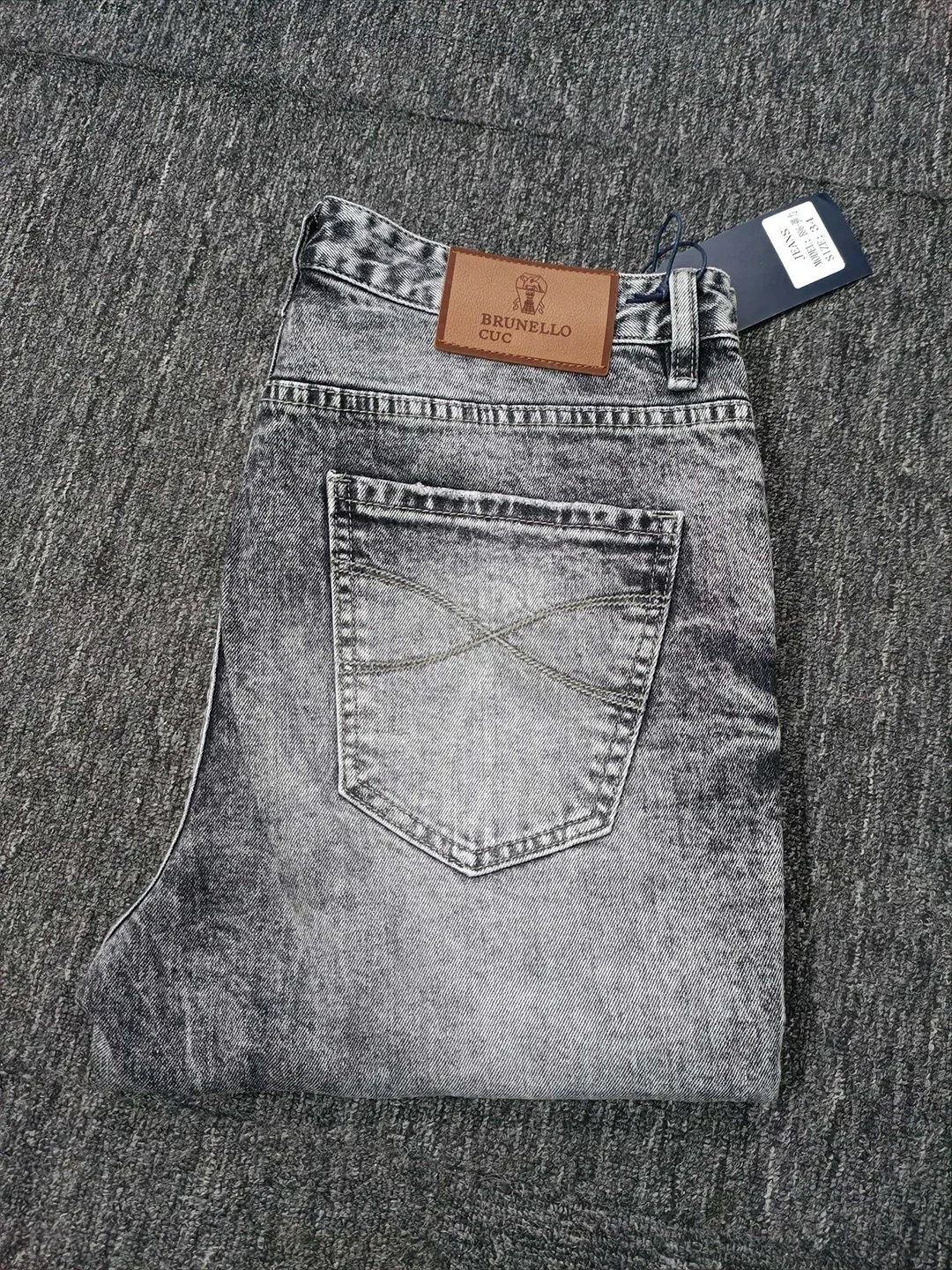 Jeans men 2024  Stir frying  New Elastic Fashion embroidery size 29-42 Straight long pants leather label Old Money Italian lion