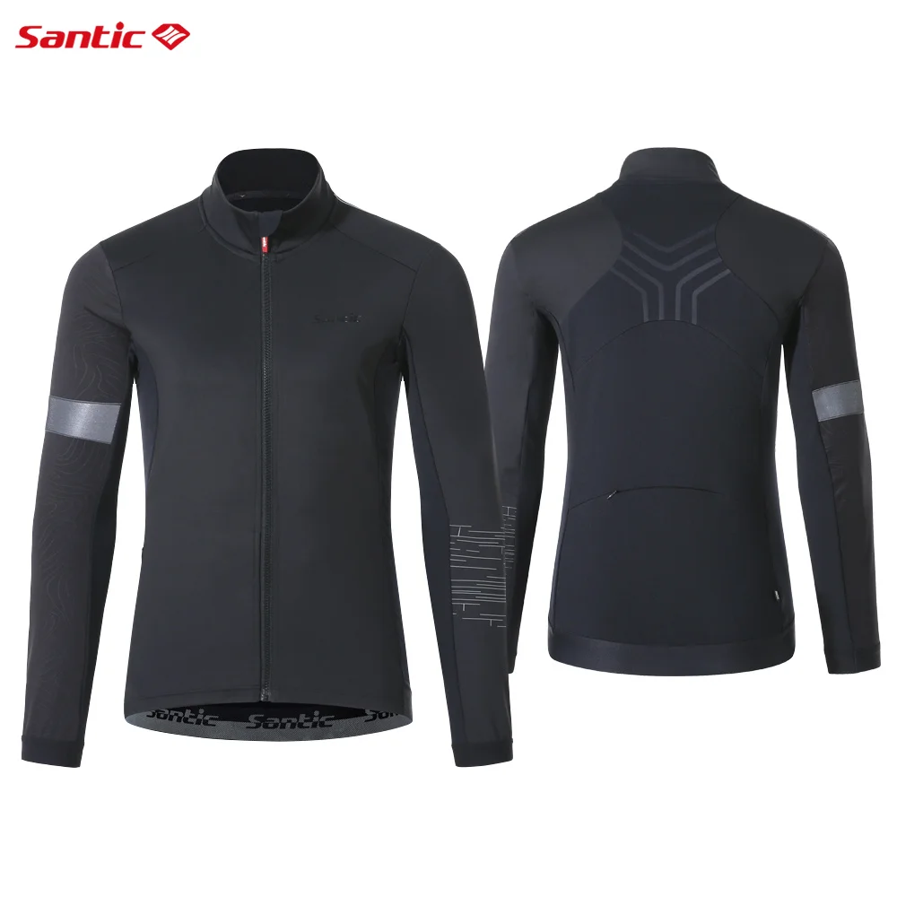 Santic jaquetas de ciclismo masculinas à prova de vento quente inverno jaquetas de ciclismo com bolsos roupas térmicas da bicicleta mtb m1c01137h