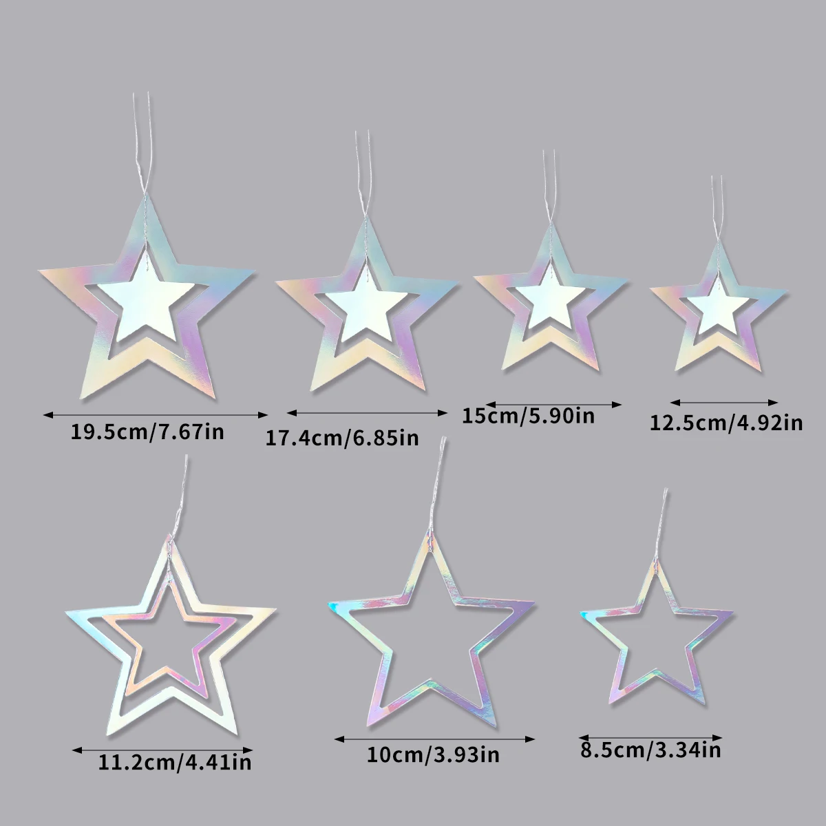 4M Glitter Iridescent Laser Star Moon Garlands Holographic Euphoria Party Decoration Backdrop Hanging for Birthday Bacheloretter