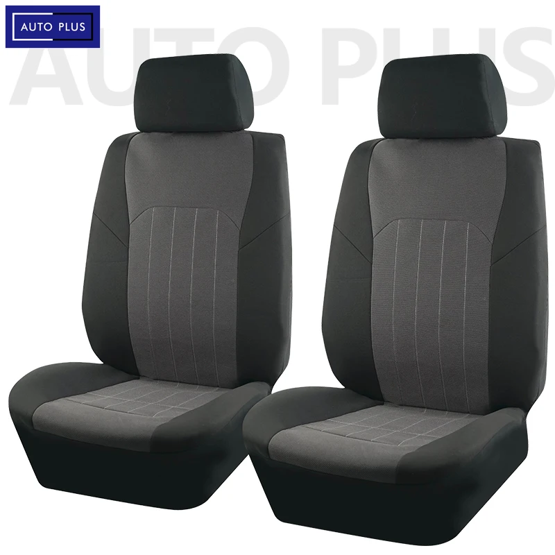 

AUTO PLUS Universal 2 Front Car Seat Covers Twill Fabric With Polyester Fabric Seat Cushion Protector Airbag Compatible SUV Van