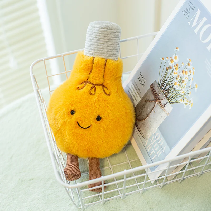 

Soft Fluffy Smiling Light Bulb Plush Toy Cute Stuffed Novelty toy Ideal for Holiday Presents & Home Ornaments.