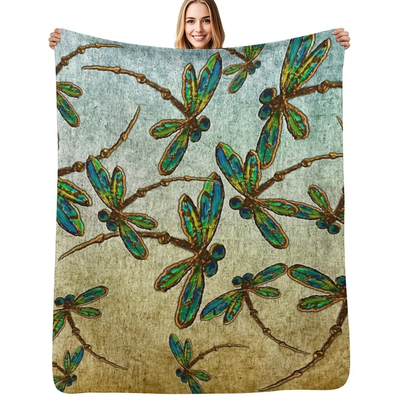 

Golden Dragonfly Light Throw Blanket Warm Sofa warm for winter Blanket