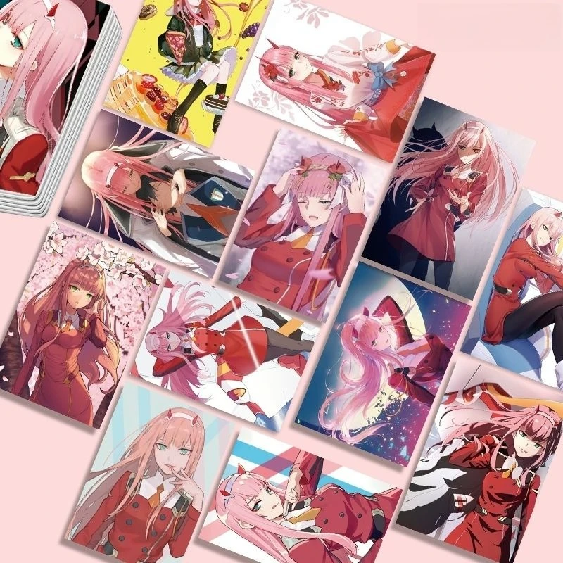 حبيبي جديد في بطاقة FRANXX Zero Two Hiro Ichigo الصغيرة الإبداعية عالية القيمة الرسوم المتحركة الكرتون طباعة بطاقة الطالب القابلة للجمع