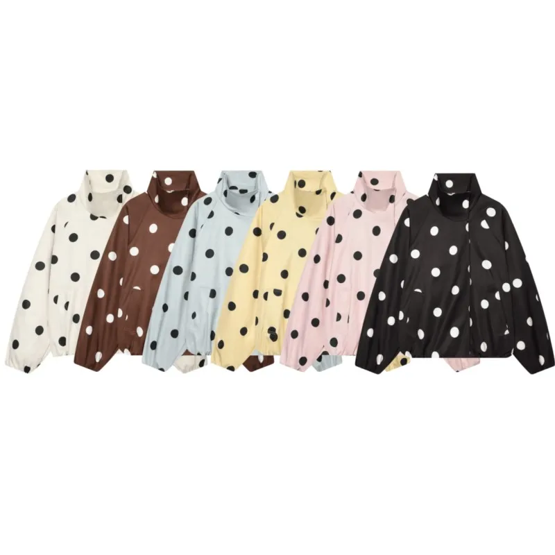 Fanan Women's Jacket with Asymmetric Polka Dot New 2026 Autumn Stand-Neck Long Sleeve Women Bomber Jacket Simple Feamle Coats