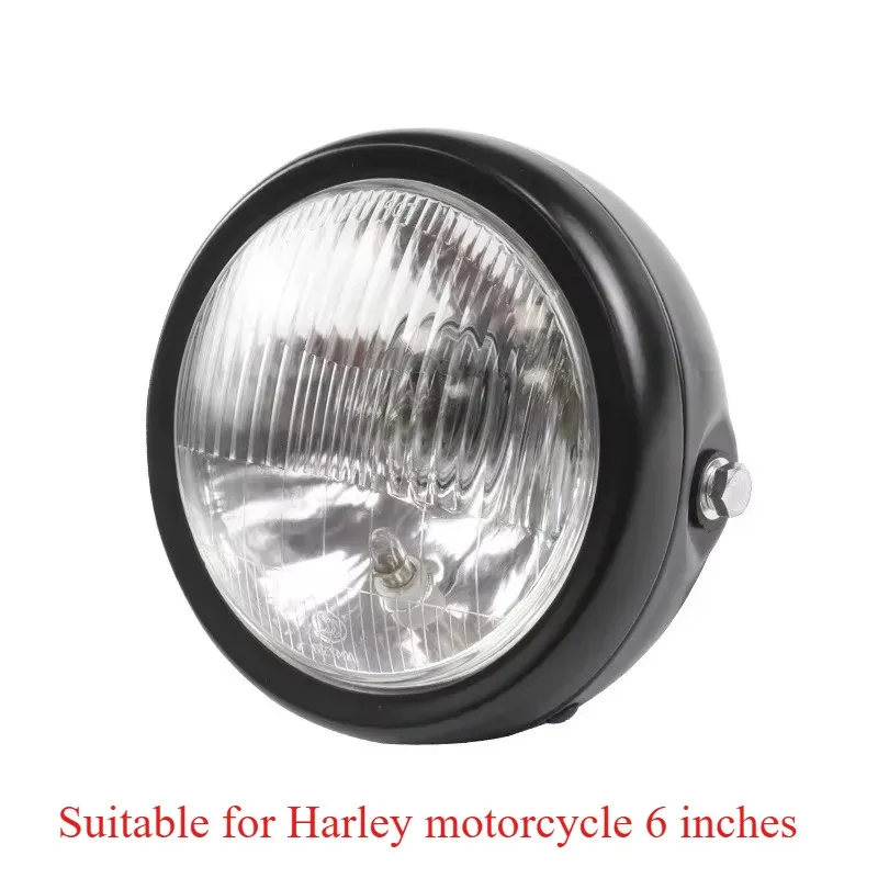 New Sell Good for Motorcycle Racer Custom 12V 6-inch Motorcycle Headlight Retro Black Metal Halogen Front Light Fits