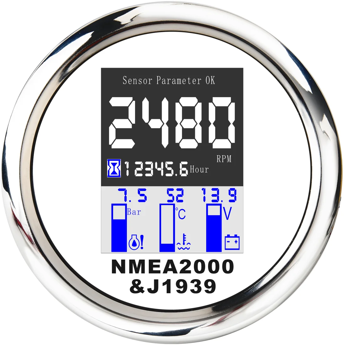 NMEA2000 Hour Meter Tachometer Volt Water Temp Oil Press Boost Gauge GPS Speedometer